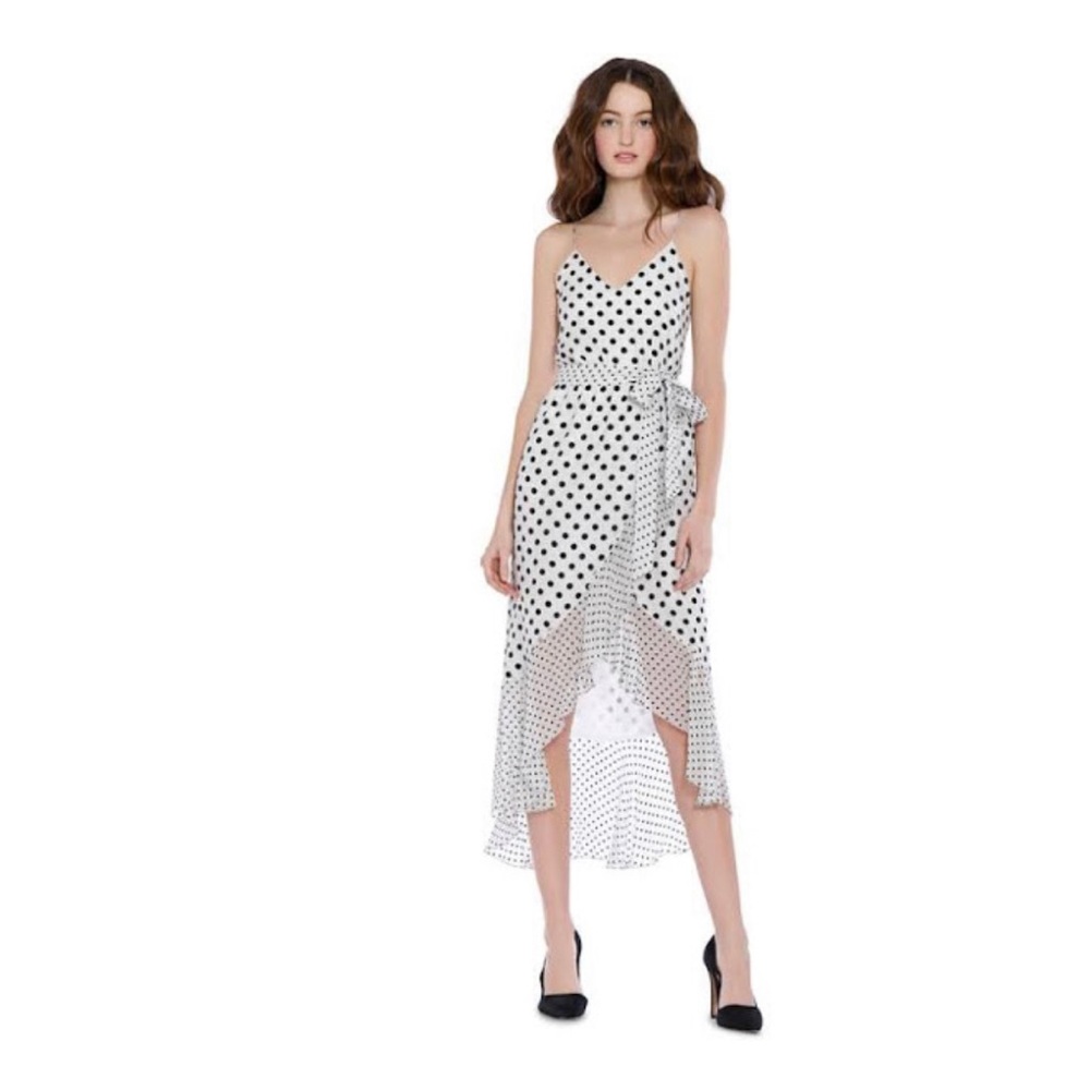 Alice + Olivia midi Ruffle Mock Wrap Dress. Size 0